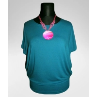 Bluzka Sonia w luźnym stylu oversize krótki rękaw - ciemny turkus